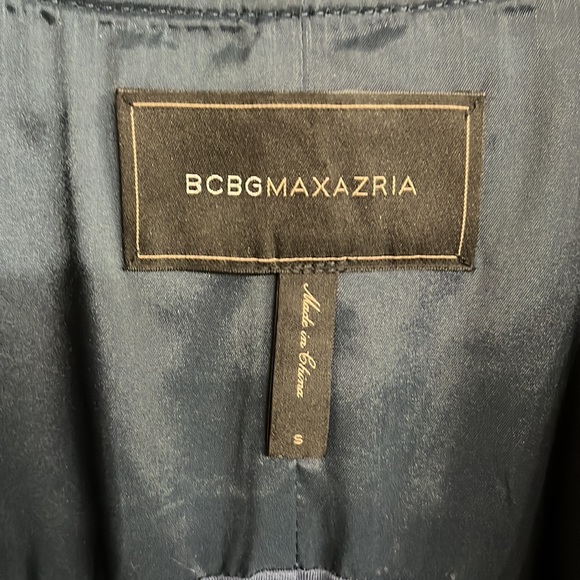 BCBGMAXAZARIA navy suede crop jacket fabric back size small - Picture 2 of 5